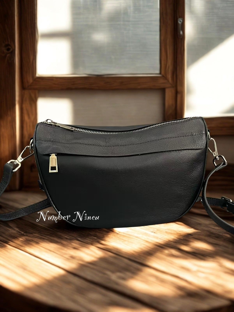 牛皮3拉錬半圓Bag